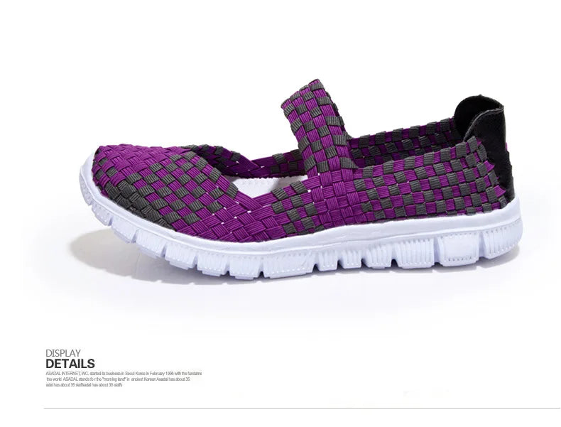 Women Running Sneakers Shoes Summer Breathable Walking Woven Shoe Anti-slip Handmade Weave Lightweight Female Flats Casual Shoe