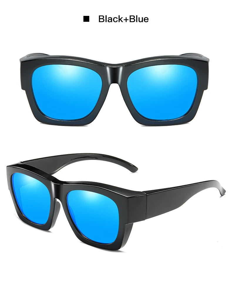 Polarized Fit-over sunglasses cover over overlay prescription glasses myopia man women car driver large size transfer eyewear