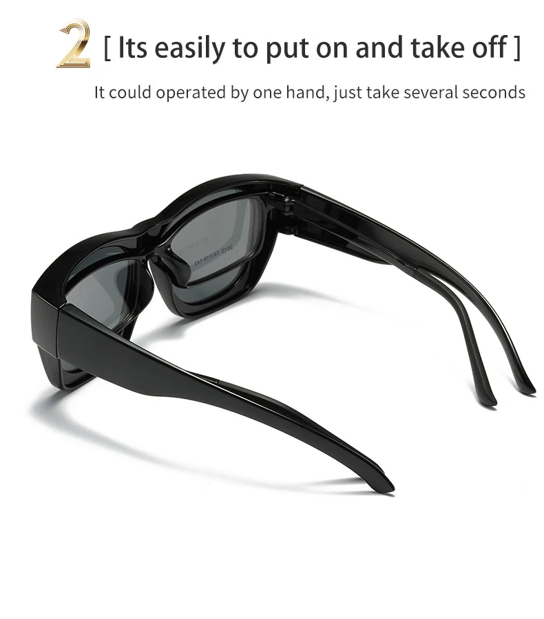 Polarized Fit-over sunglasses cover over overlay prescription glasses myopia man women car driver large size transfer eyewear