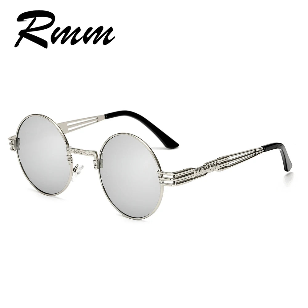 RMM Gothic Steampunk Sunglasses Men Women Metal WrapEyeglasses Round Shades Brand Designer Sun glasses Mirror High Quality UV400