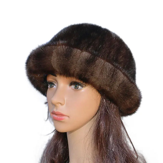 The new fur hat hot mink hat fashion Topper warm autumn and winter women short brimmed hat