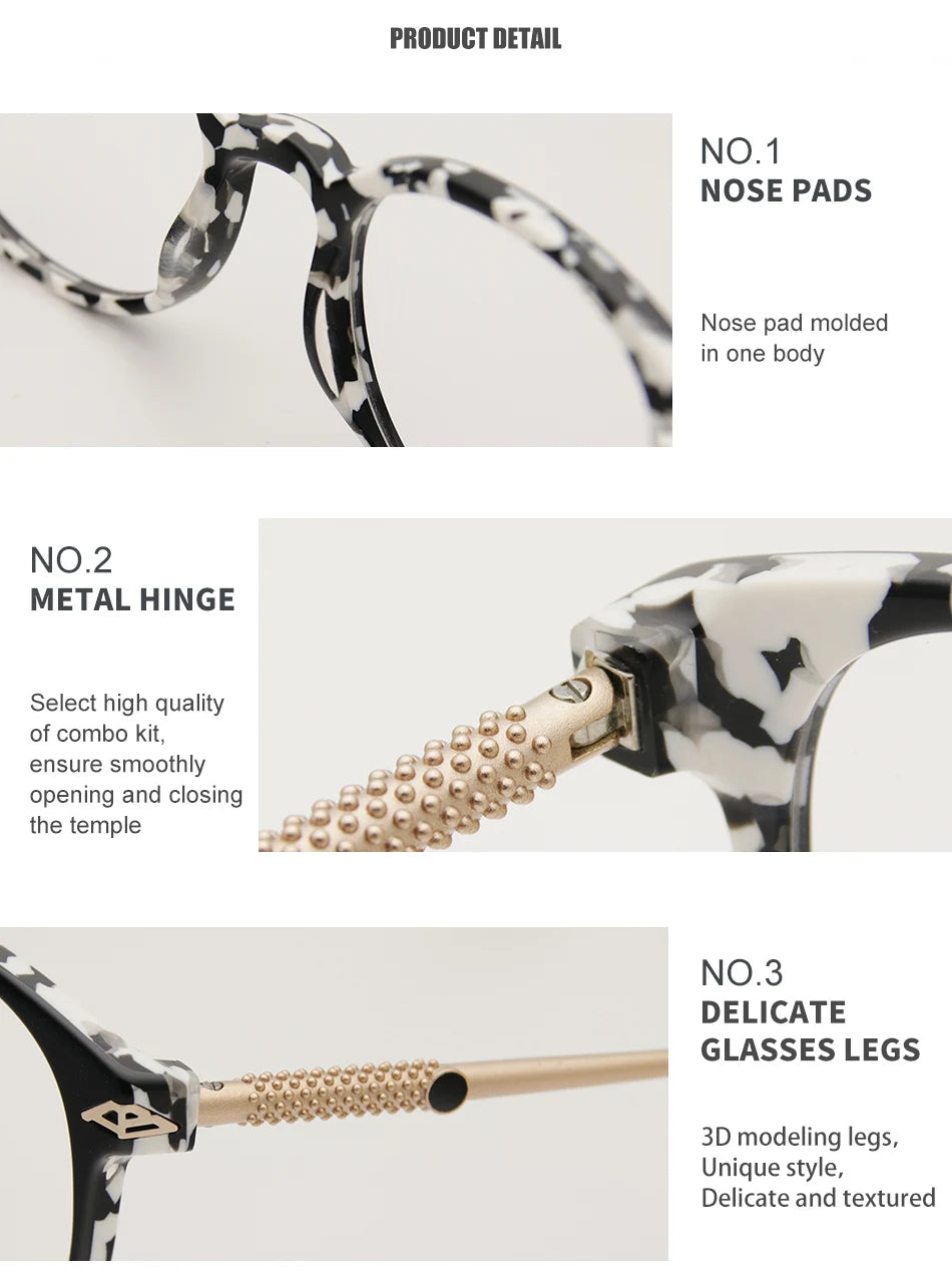 High quality  bauhaus shaped round Acetate glasses frame men Retro eyeglasses women myopia reading eyewear Oculos De Grau