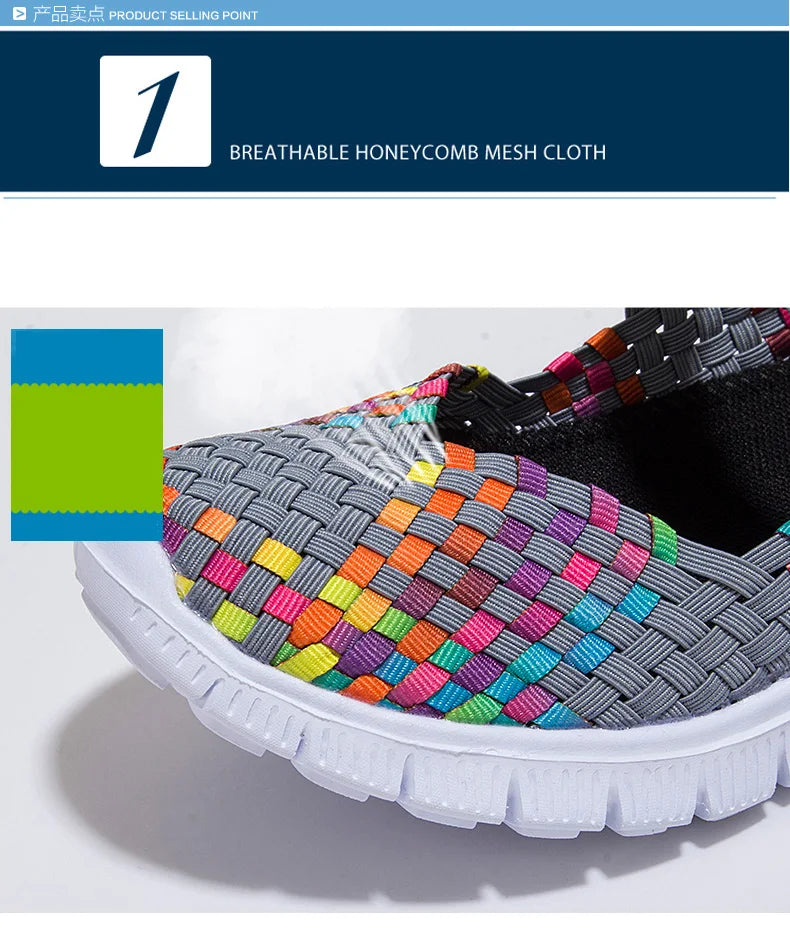 Women Running Sneakers Shoes Summer Breathable Walking Woven Shoe Anti-slip Handmade Weave Lightweight Female Flats Casual Shoe