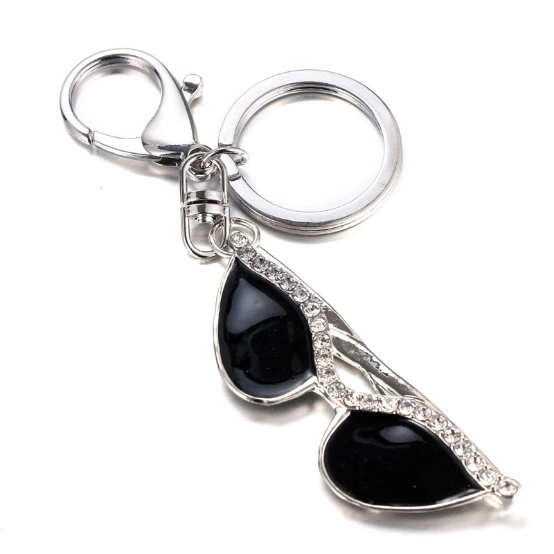 2018 NoEnName_Null New Fashion Cool Black Sunglasses Rhinestone Bag Keychain Birthday Party Gift Free Shipping