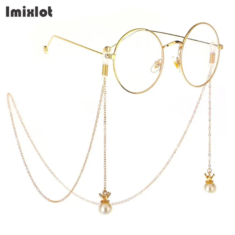 1PC Reading Glasses Chain with Penadnt Womens Metal Sunglasses Cords Neck Straps Beaded Eyeglass Lanyard Holder Eyewear Retainer