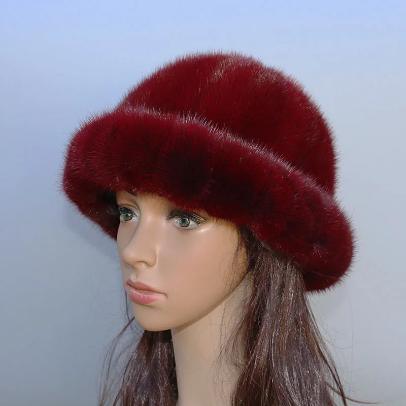 The new fur hat hot mink hat fashion Topper warm autumn and winter women short brimmed hat