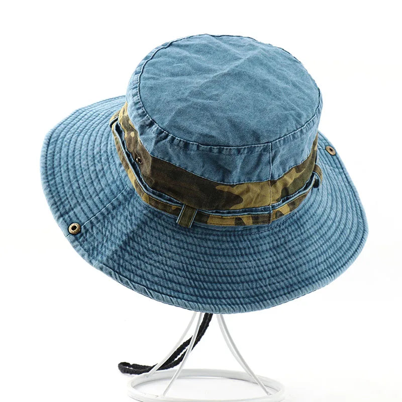 CAMOLAND UPF 50+ Sun Hat For Women Men 100% Cotton Bucket Hat Male Camouflage Patchwork Outdoor Hiking Fishing Boonie Caps