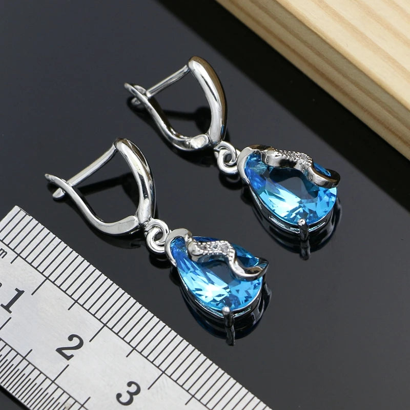 Natural Australian Crystal Stone 925 Silver Jewelry Sets for Women Party Earrings Bracelet Necklace Set Dropshipping