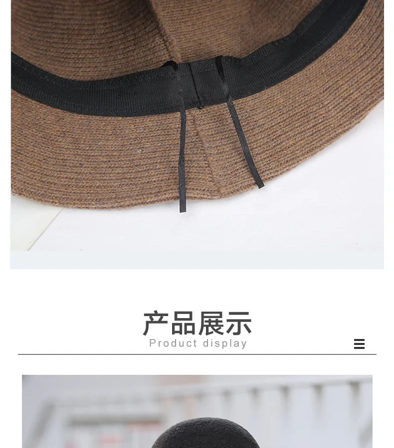 X093 New Fisherman's Hat for Women  Winter Warm Knitted Hat Covers Her Face Japanese Bucket Basin Hat Literary Brim Caps
