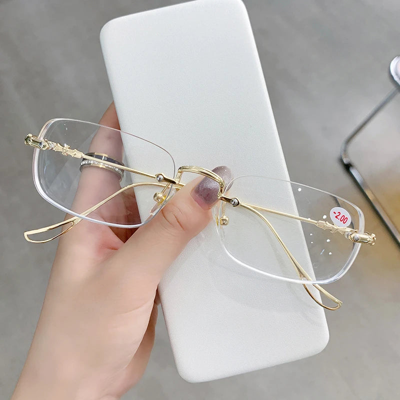 Transparent Computer Glasses Frameless Women Men Anti Blue Light square Eyewear Blocking Glasses Optical Spectacle Eyeglass