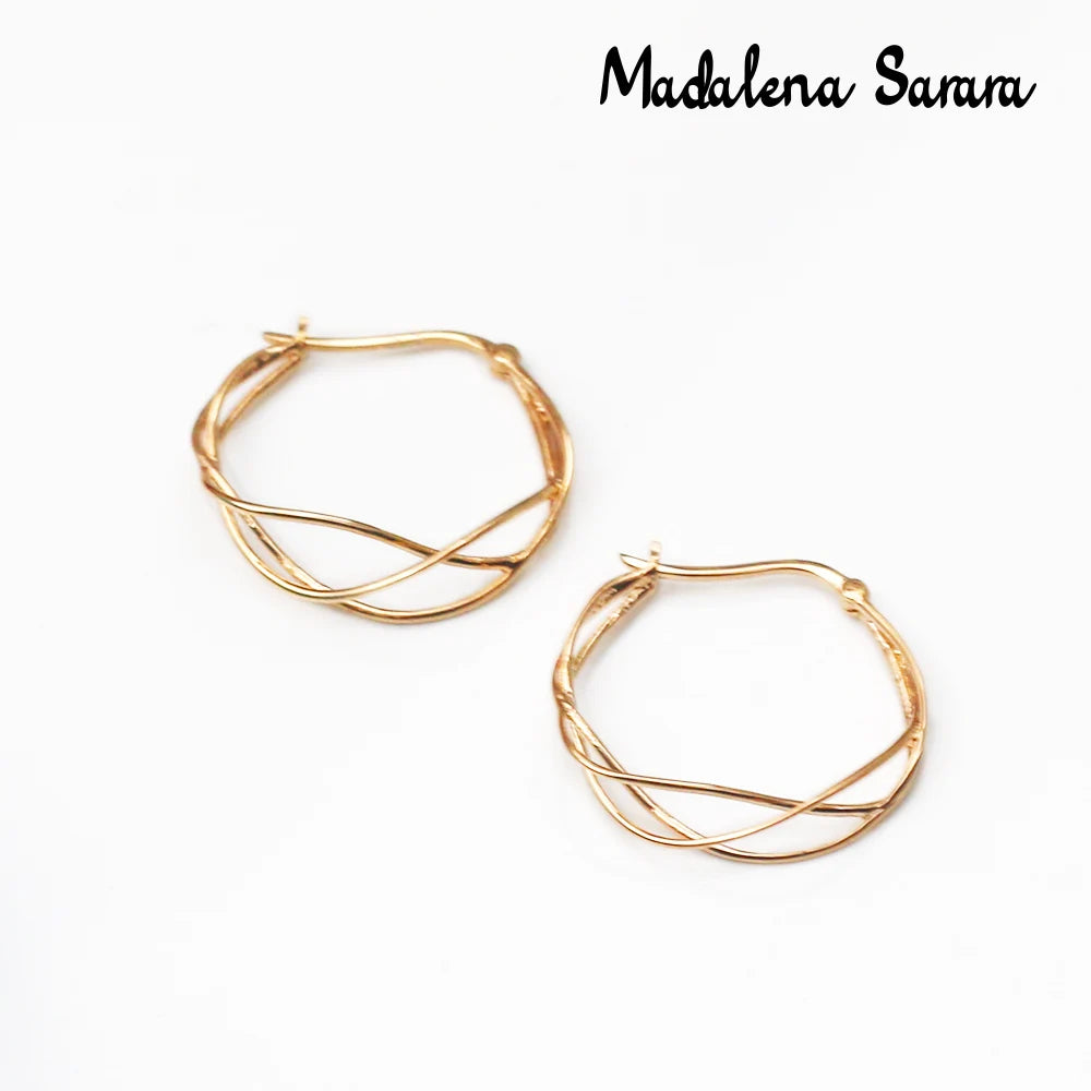 MADALENA SARARA Pure 18k Gold Earrings Exaggerated Gangle Women Earrings AU750 Made 100%