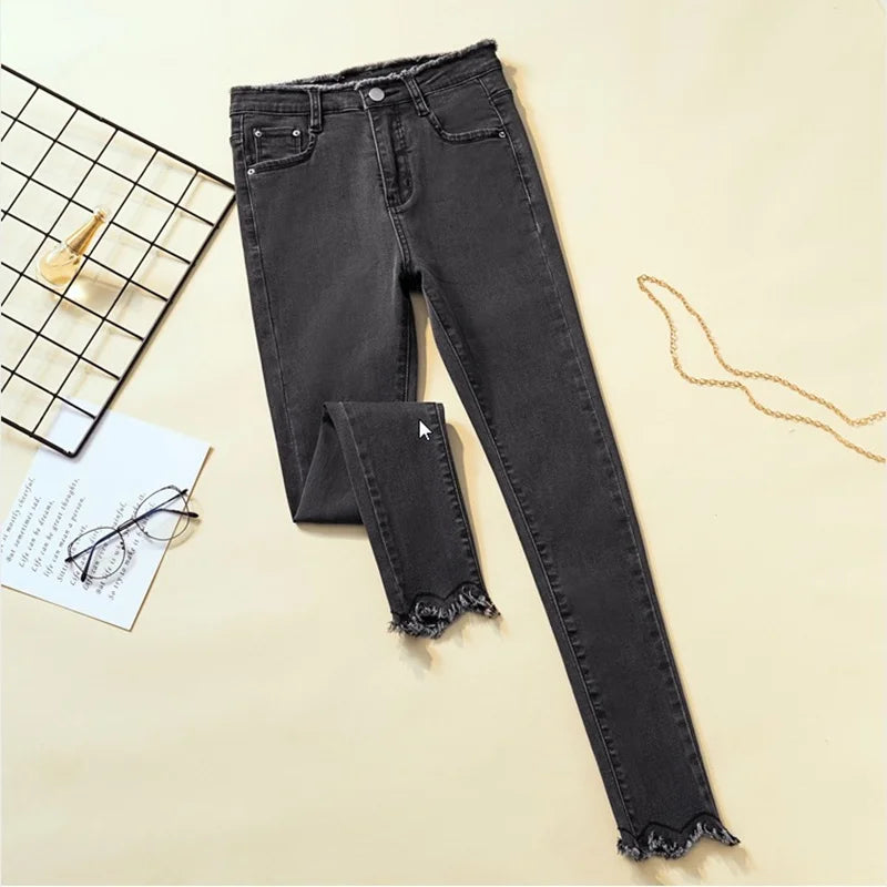 2023 Spring Jeans For Women High Waist Skinny Pencil Blue Denim Pants women Black Stretch Bottoms Slim Pants For Women Trousers