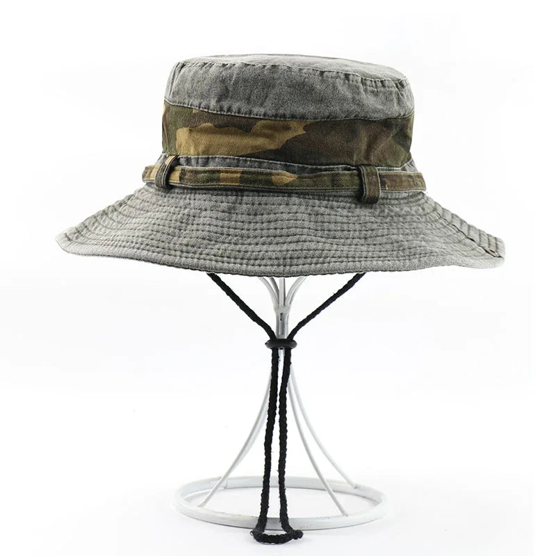 CAMOLAND UPF 50+ Sun Hat For Women Men 100% Cotton Bucket Hat Male Camouflage Patchwork Outdoor Hiking Fishing Boonie Caps
