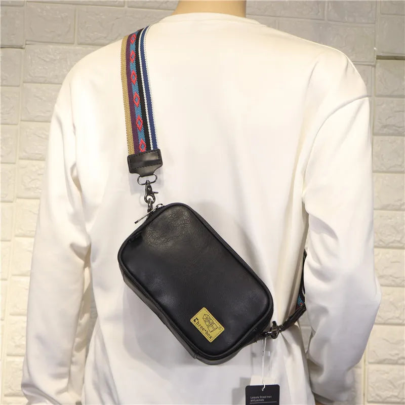 Korean Brand Designer Men Crossbody Bags Leather Man Stylish Design Male Sling Bag Small Fashion Shoulder Messenger Bags