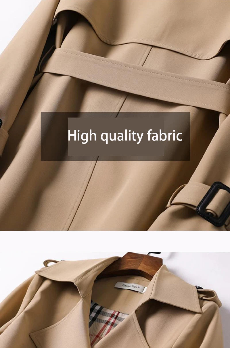 2021 Women Trench Elegant Coat With Belt Autumn Winter Double Breasted Solid Cloak Korean Style Windbreaker Womens Middle Long