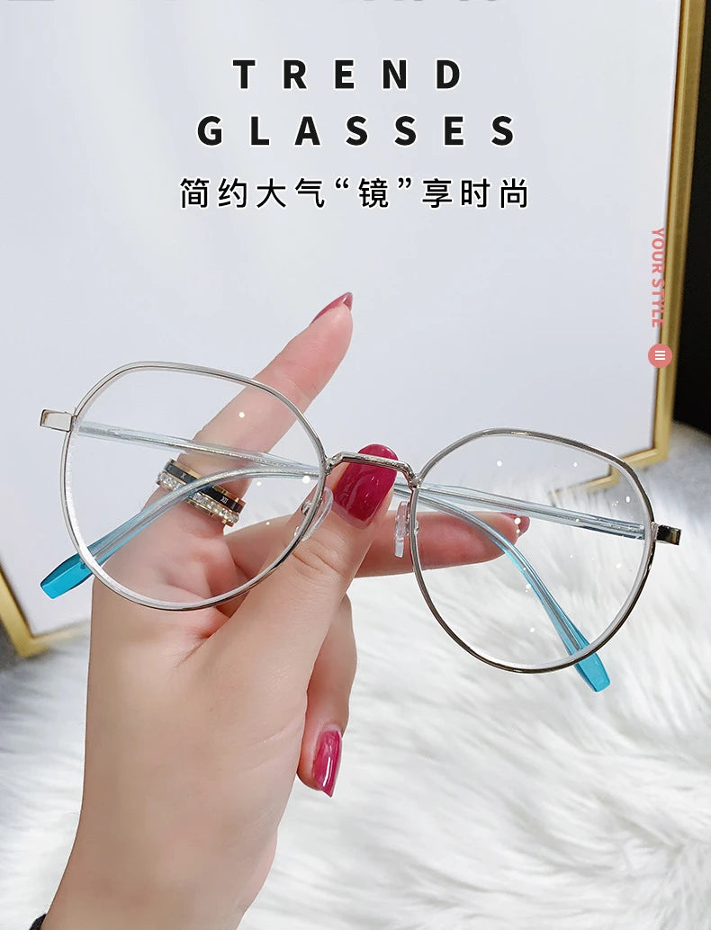 Transparent Computer Glasses Metal Frame Women Men Anti Blue Light Round Eyewear Blocking Glasses Optical Spectacle Eyeglass