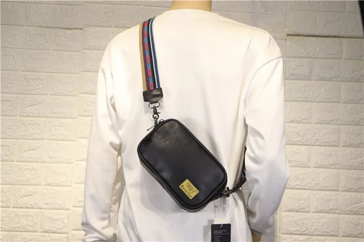 Korean Brand Designer Men Crossbody Bags Leather Man Stylish Design Male Sling Bag Small Fashion Shoulder Messenger Bags