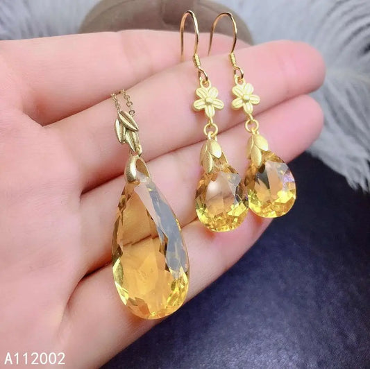 KJJEAXCMY fine jewelry Citrine 925 sterling silver women set luxury