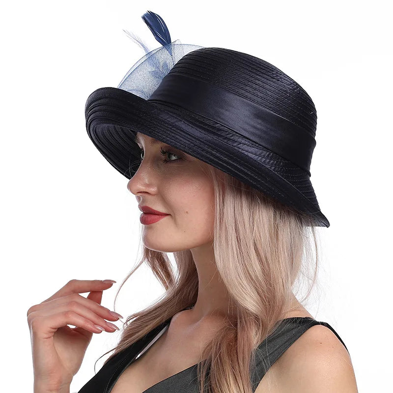 X110 Adult Millinery Fascinators  Party Hats Cross Border Summer Hat Fashion Sunscreen Hat Women's Beach Hat Curling Caps