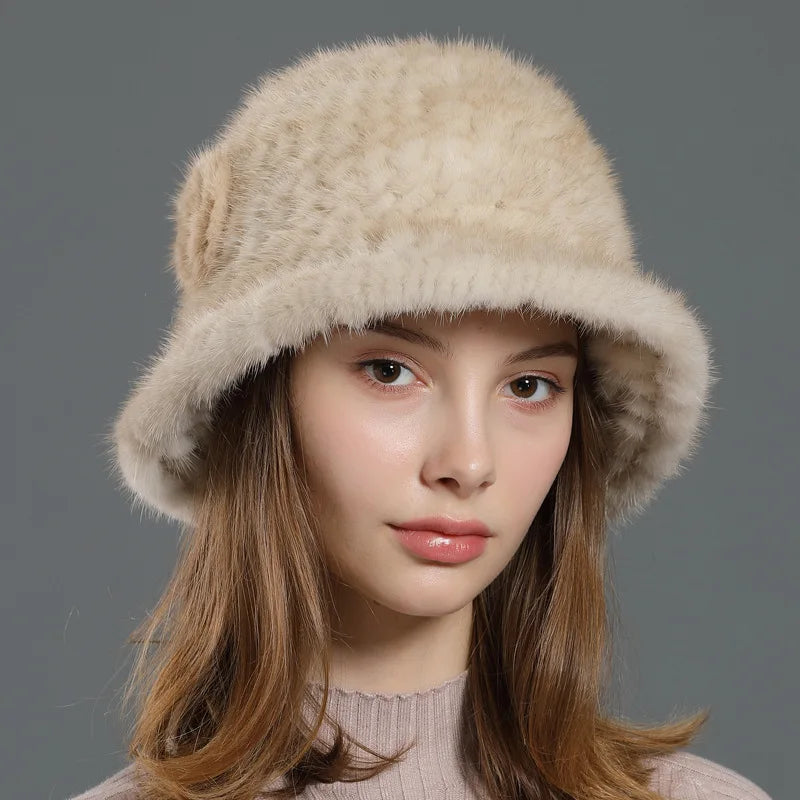 Winter Mink Fur Hat Female New Korean Casual Mink Hat Fur Hat Women Winter Mink Fur Warm Top Hat