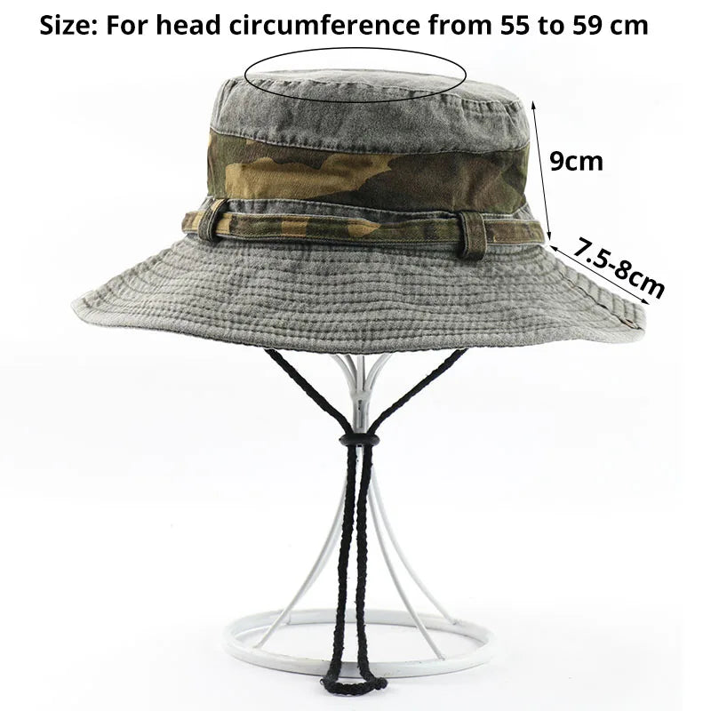 CAMOLAND UPF 50+ Sun Hat For Women Men 100% Cotton Bucket Hat Male Camouflage Patchwork Outdoor Hiking Fishing Boonie Caps