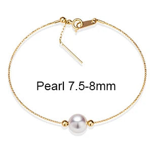 Sinya Natural Pearl 18k Gold Beads Au750 Jewelry Bangles Can Adjust Wear Length DIY Jewellery for Women Girl Mum Lover