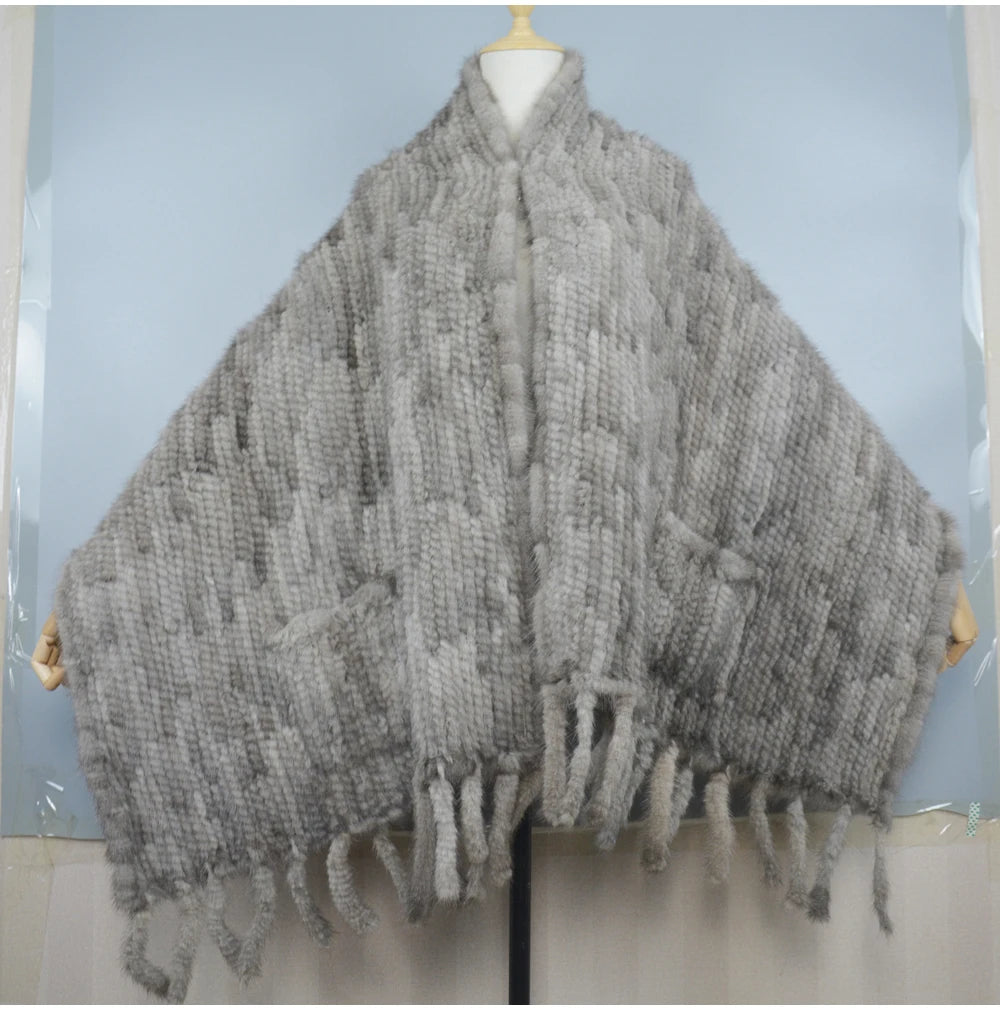 Long Style Winter Real Natural Mink Fur Scarf Lady 100% Natural Real Mink Fur Shawl Women Knitted Real Mink Fur Pashmina Scarves
