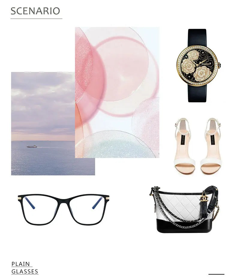 Glasses For Female Full Rim TR90 Frame Eyewears Retro Brand Anti-Blue Light Lenses Myopia Spectacles