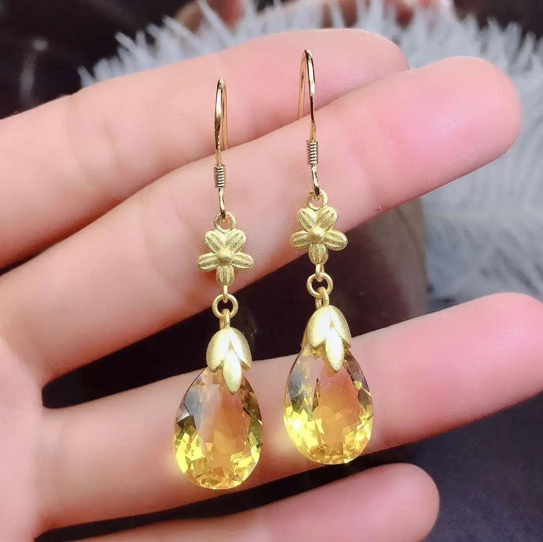 KJJEAXCMY fine jewelry Citrine 925 sterling silver women set luxury