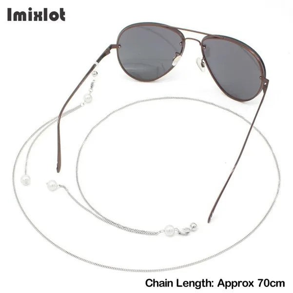 1PC Reading Glasses Chain with Penadnt Womens Metal Sunglasses Cords Neck Straps Beaded Eyeglass Lanyard Holder Eyewear Retainer