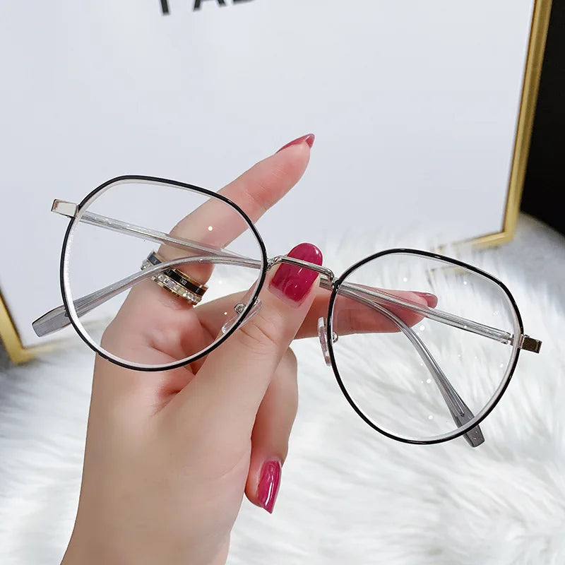 Transparent Computer Glasses Metal Frame Women Men Anti Blue Light Round Eyewear Blocking Glasses Optical Spectacle Eyeglass