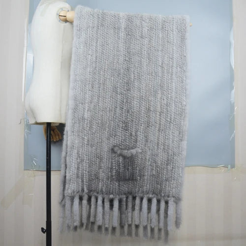 Long Style Winter Real Natural Mink Fur Scarf Lady 100% Natural Real Mink Fur Shawl Women Knitted Real Mink Fur Pashmina Scarves