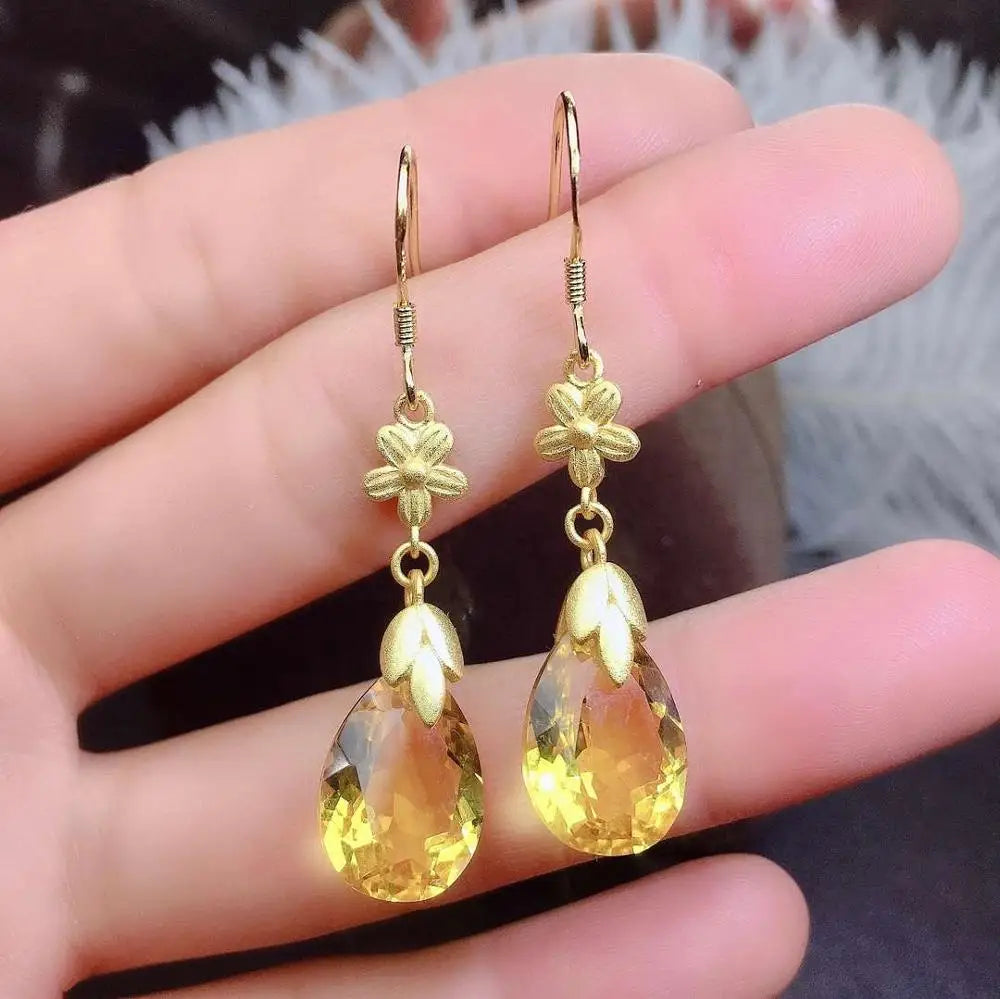 KJJEAXCMY fine jewelry Citrine 925 sterling silver women set luxury