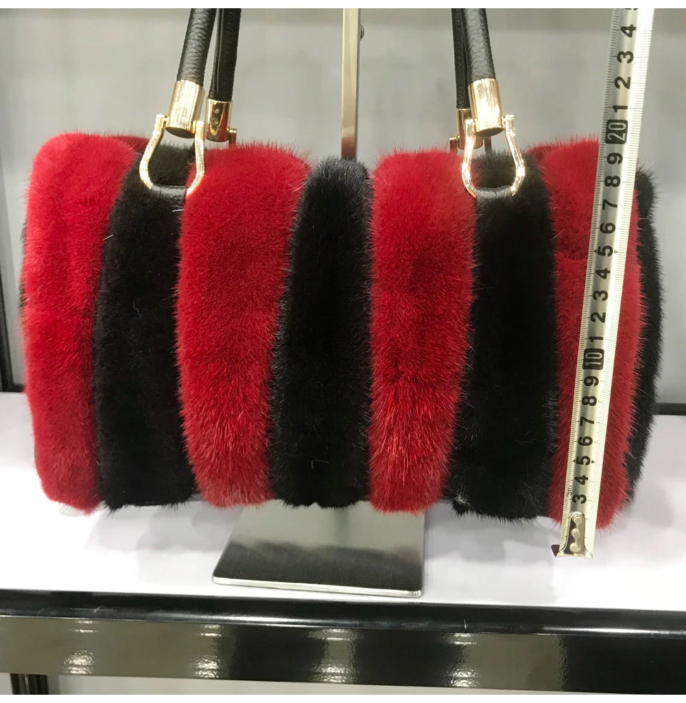Fur Bag Women Natural Mink Fur Handbag Ladies Winter Warm Crossbody Bags Famous Brand Large Capacity Shoudler Clutch New