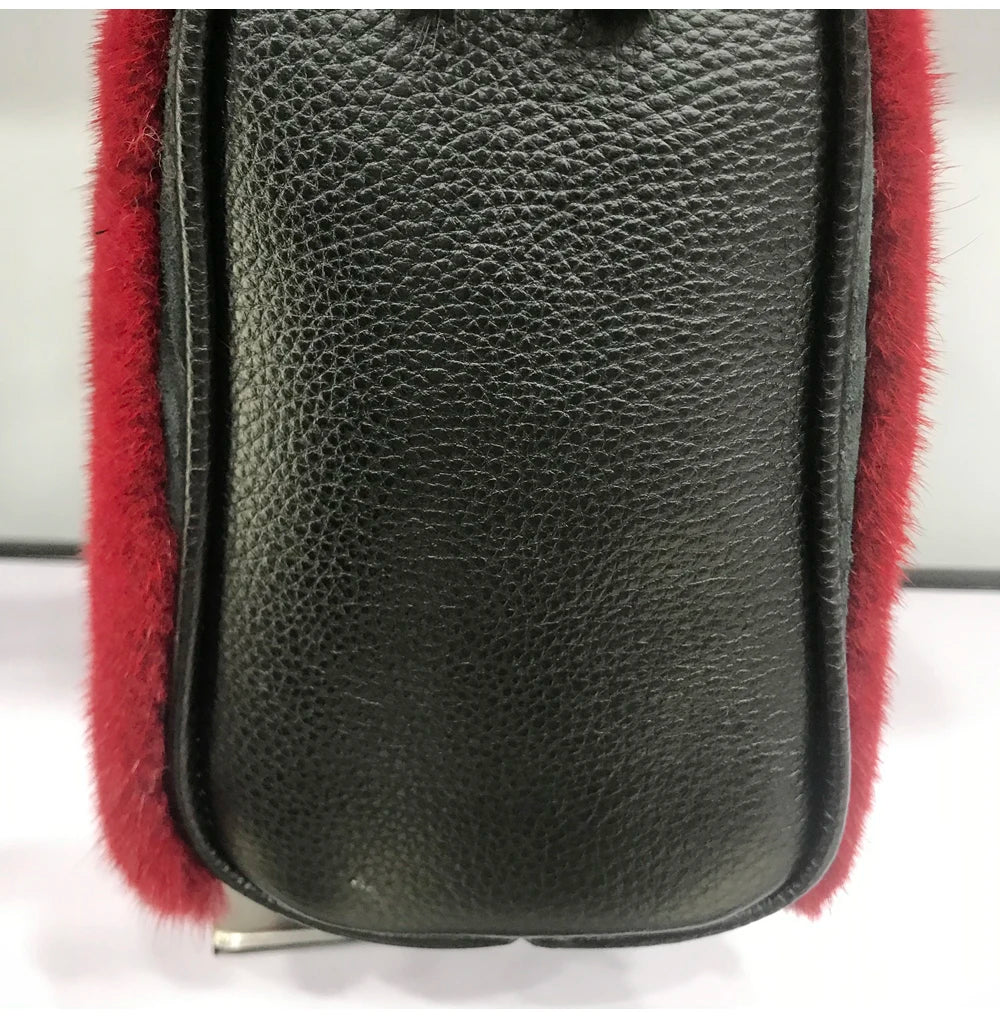 Fur Bag Women Natural Mink Fur Handbag Ladies Winter Warm Crossbody Bags Famous Brand Large Capacity Shoudler Clutch New