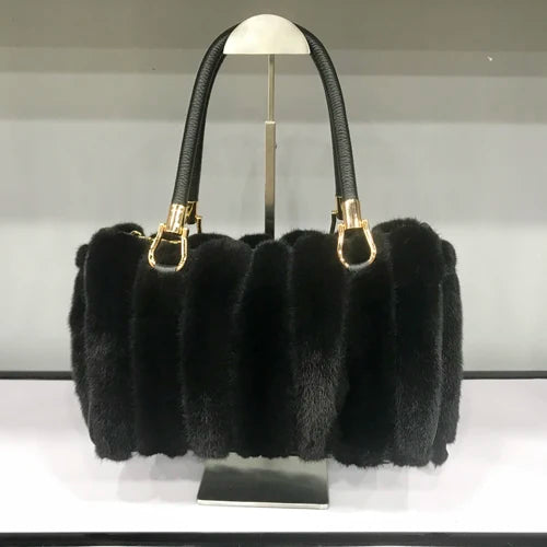 Fur Bag Women Natural Mink Fur Handbag Ladies Winter Warm Crossbody Bags Famous Brand Large Capacity Shoudler Clutch New