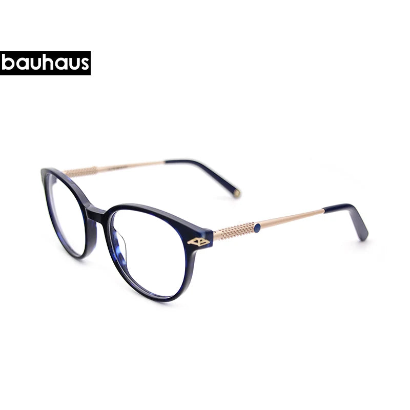 High quality  bauhaus shaped round Acetate glasses frame men Retro eyeglasses women myopia reading eyewear Oculos De Grau