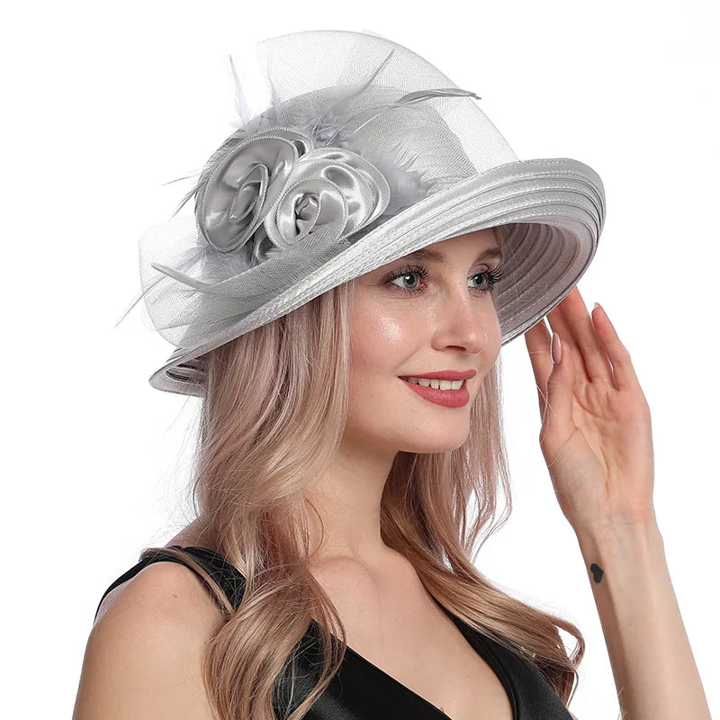 X110 Adult Millinery Fascinators  Party Hats Cross Border Summer Hat Fashion Sunscreen Hat Women's Beach Hat Curling Caps