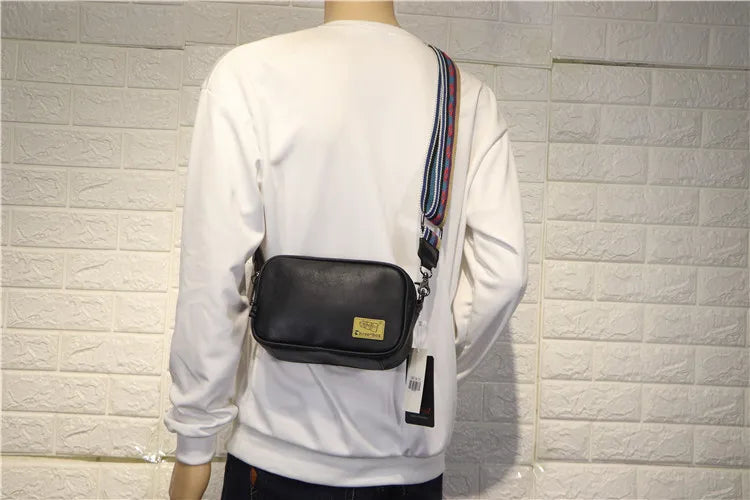 Korean Brand Designer Men Crossbody Bags Leather Man Stylish Design Male Sling Bag Small Fashion Shoulder Messenger Bags