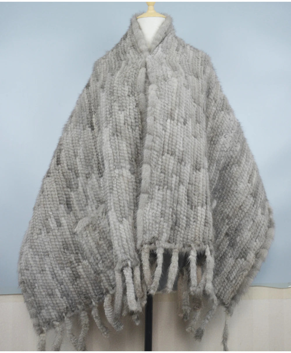 Long Style Winter Real Natural Mink Fur Scarf Lady 100% Natural Real Mink Fur Shawl Women Knitted Real Mink Fur Pashmina Scarves