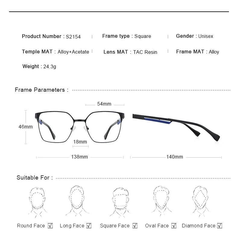 MERRYS DESIGN Luxury Glasses Frame For Men Women Fashion Titanium Alloy Square Frames Myopia Prescription Eyeglasses S2154