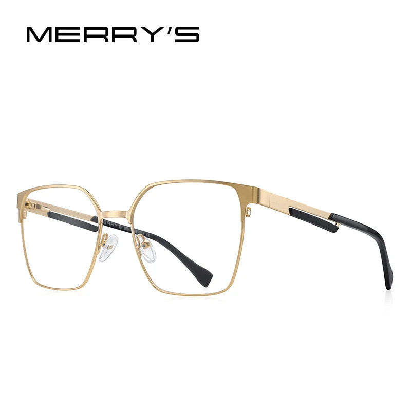 MERRYS DESIGN Luxury Glasses Frame For Men Women Fashion Titanium Alloy Square Frames Myopia Prescription Eyeglasses S2154