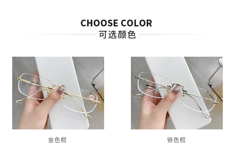 Transparent Computer Glasses Frameless Women Men Anti Blue Light square Eyewear Blocking Glasses Optical Spectacle Eyeglass