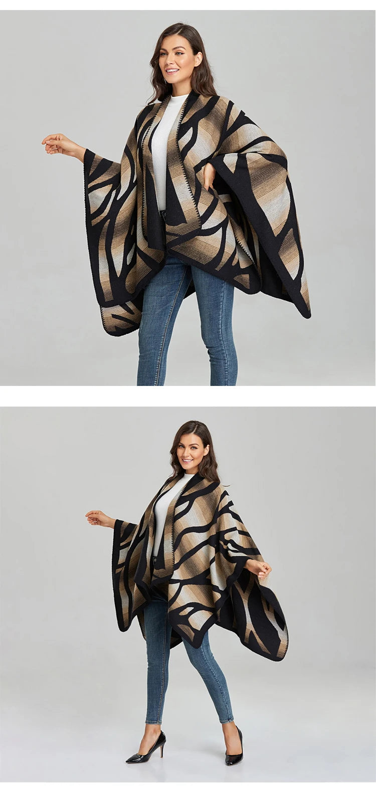 Imitation Cashmere Women Zebra Print Scarf Vintage Winter Warm Shawl Wrap Female Casual Knitted Warm Split Soft Thick Blanket