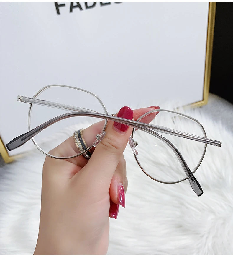 Transparent Computer Glasses Metal Frame Women Men Anti Blue Light Round Eyewear Blocking Glasses Optical Spectacle Eyeglass