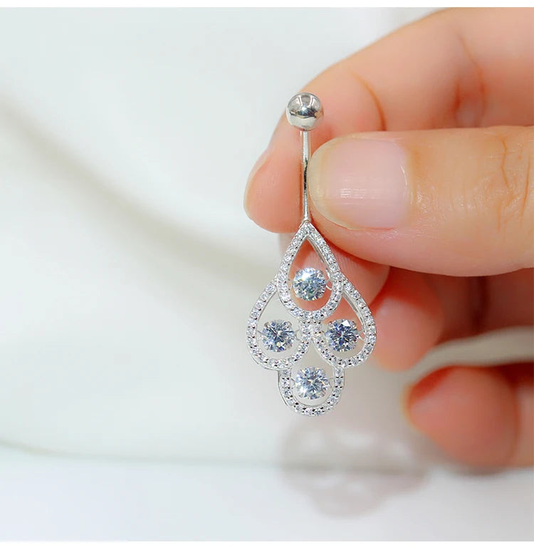 Piercing Silver 925 Belly Body Decoration Jewelry Navel Piercing Sexy For Women Belly Button Ring Luxurious Shiny