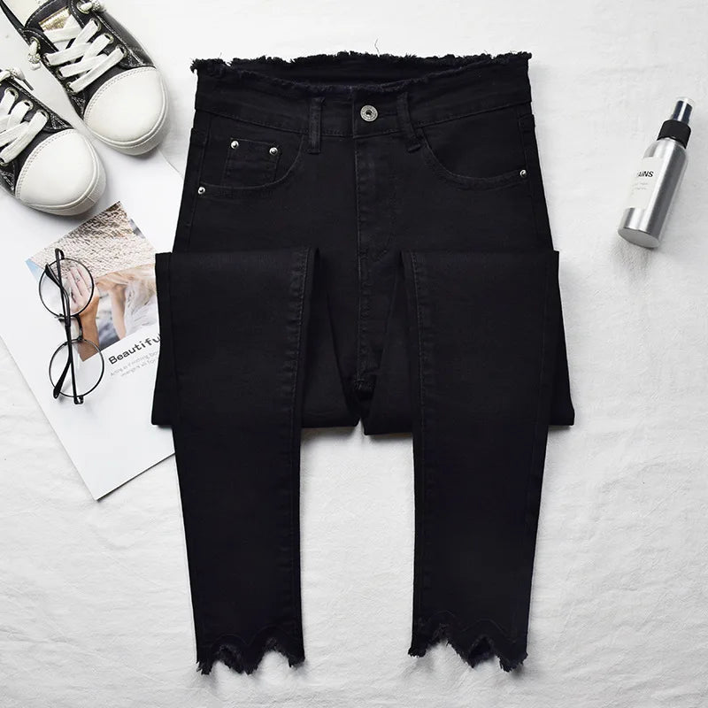 2023 Spring Jeans For Women High Waist Skinny Pencil Blue Denim Pants women Black Stretch Bottoms Slim Pants For Women Trousers