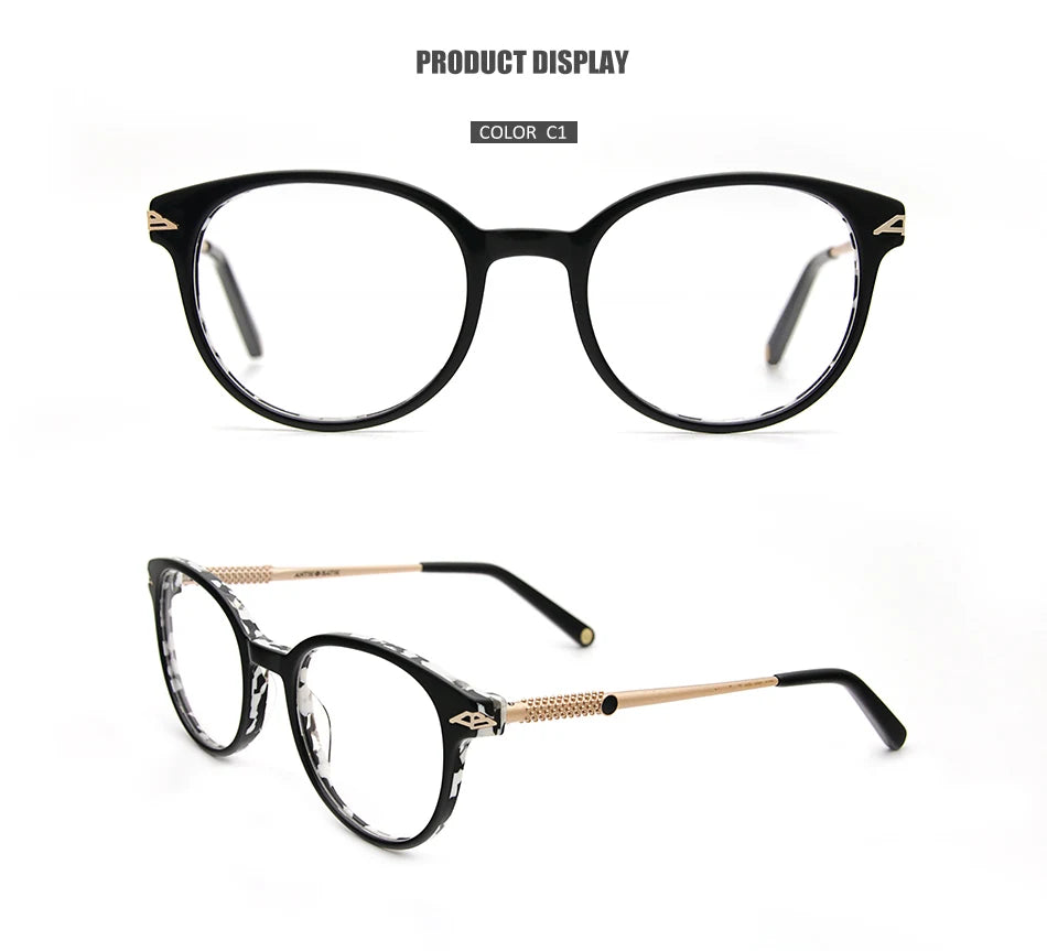 High quality  bauhaus shaped round Acetate glasses frame men Retro eyeglasses women myopia reading eyewear Oculos De Grau