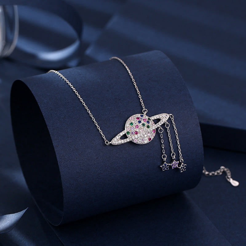 Keoc 2021 Trend Luxury Colorful Zircon Planet Necklace for Women Pingente Y2k Jewelry Personalized Gift Dropship Suppliers