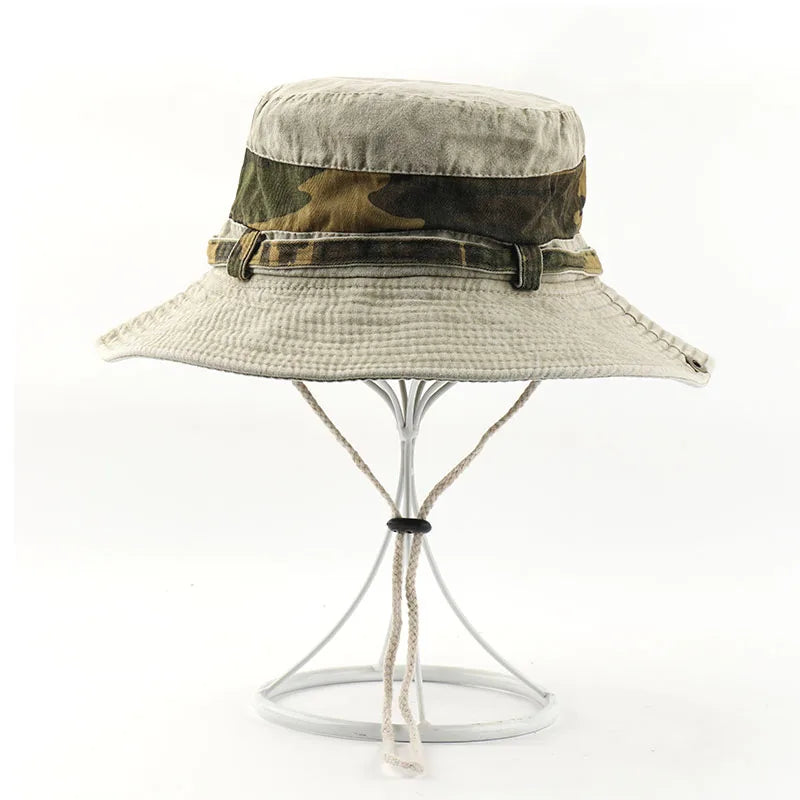 CAMOLAND UPF 50+ Sun Hat For Women Men 100% Cotton Bucket Hat Male Camouflage Patchwork Outdoor Hiking Fishing Boonie Caps